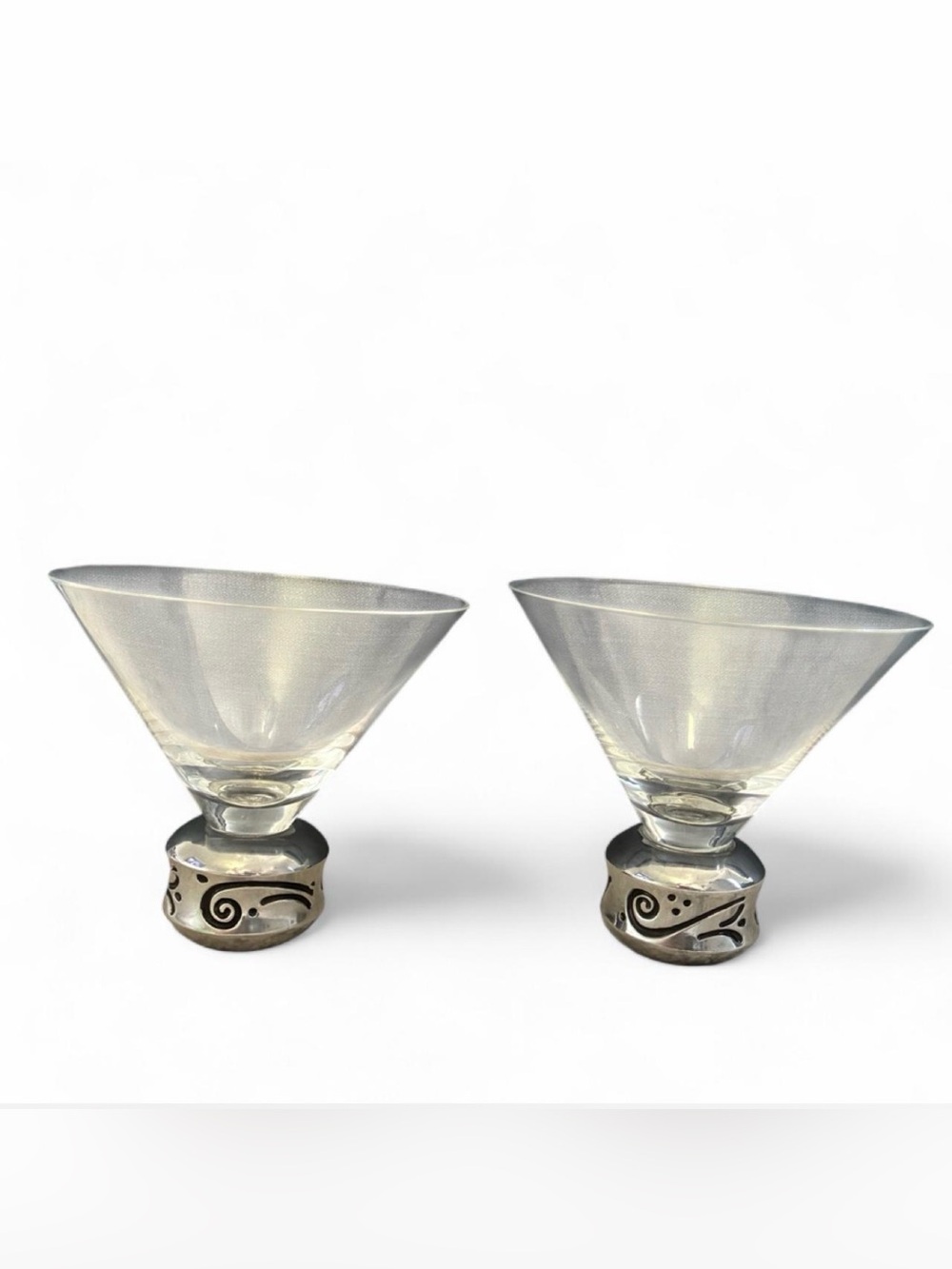 Vintage Lenox Spyro Martini Stemless Glasses Set of 2